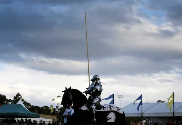 Australian jousting knight Cliff Marisma prepares to make a run against an opponent in the final round of the jousting competition the St Ives Medieval Fair in Sydney, one of the largest of its kind in Australia, September 25, 2016. (Photo by Jason Reed/Reuters)