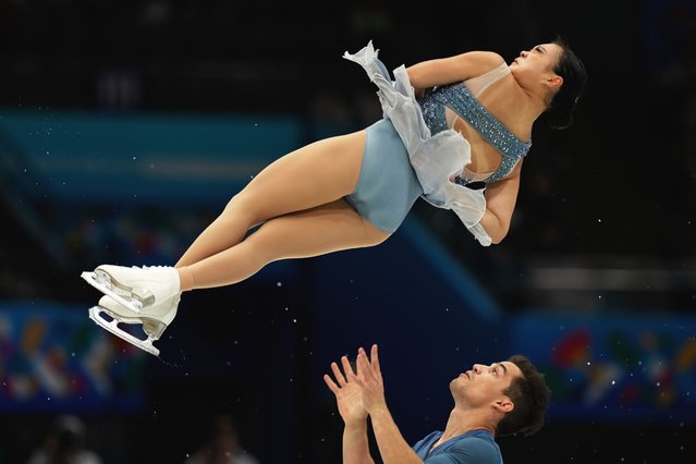 Audrey Shin and Balazs Nagy of USA perform during the Pairs free skating at the ISU Skate to Milano figure skating qualifier 2025, on September 20, 2025, in Beijing, China. (Photo by Mahesh Kumar A./AP Photo)