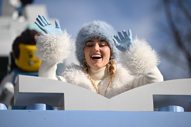 Meg Donnelly participates in the Macy's Thanksgiving Day Parade on November 27, 2025 in New York City. (Photo by Erik Pendzich/Rex Features/Shutterstock)