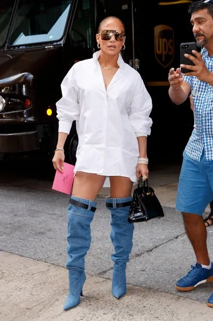Jennifer Lopez departs z100 on July 31, 2018 in New York City. (Photo by Gotham/GC Images)