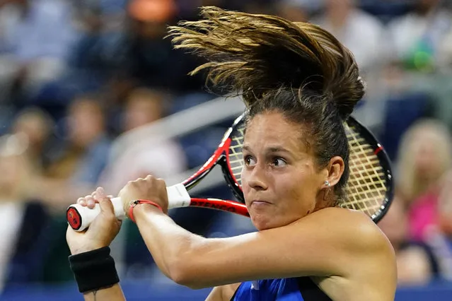 Daria Kasatkina, of Russia, returns a shot to Sofia Kenin, of the United States, during the second round of the U.S. Open tennis championships, Thursday, August 31, 2023, in New York. (Photo by Frank Franklin II/AP Photo)