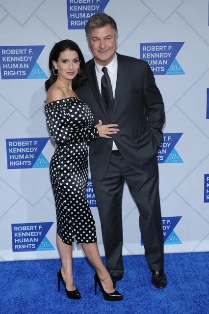 Hilaria Baldwin and Alec Baldwin attend the 2018 Robert F. Kennedy Human Rights' Ripple Of Hope Awards at New York Hilton Midtown on December 12, 2018 in New York City. (Photo by Jackie Brown/Splash News and Pictures)