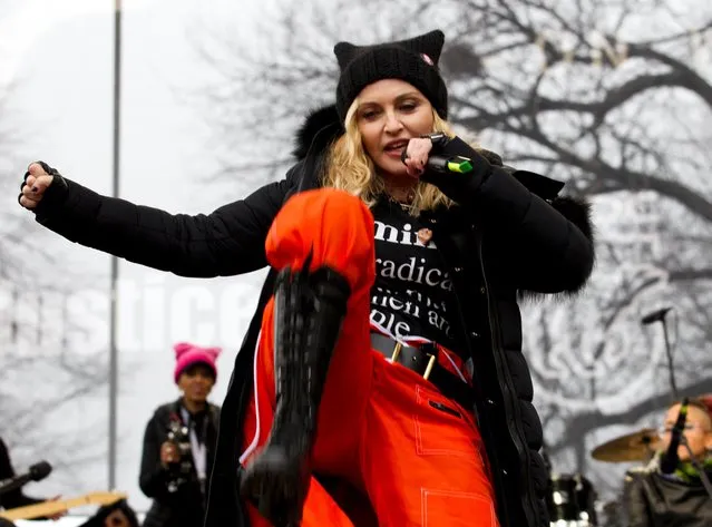 Madonna performs during the Women's March on Washington, Saturday, January 21, 2017 in Washington. (Photo by Jose Luis Magana/AP Photo)