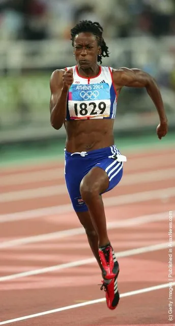 Abiodun Oyepitan of Great Britain competes in the women's 100 metre event