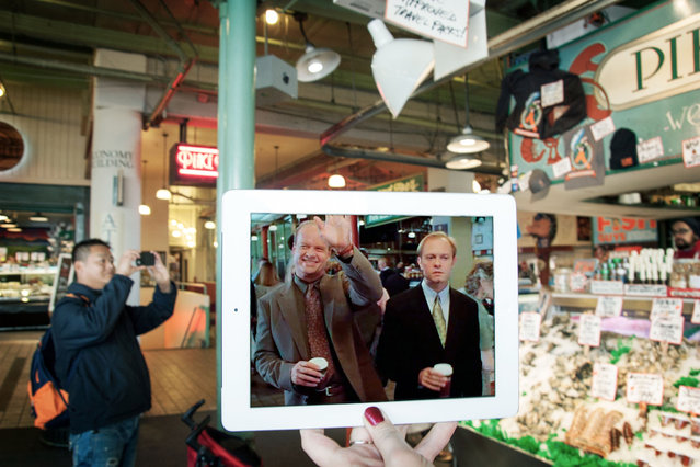 A scene from the TV show Frasier, and its location in real life Pike Place Market, Seattle, Washington. (Photo by Tiia Öhman/Caters News)