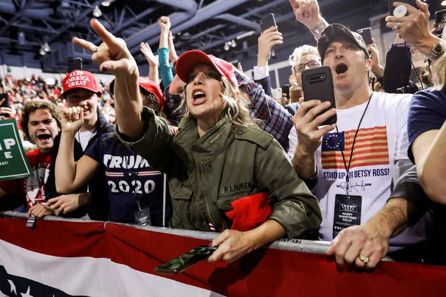Supporters react as U.S. President Donald Trump arrives at a campaign rally in Battle Creek, Michigan, U.S., December 18, 2019. (Photo by Leah Millis/Reuters)