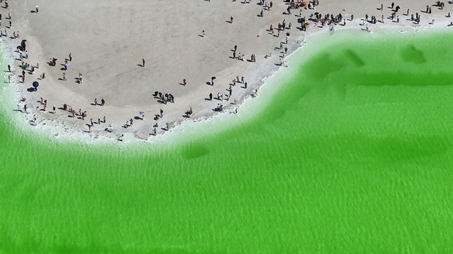 Tourists visit Qarhan Salt Lake in Haixi, Qinghai province, China, Aug. 5, 2024. (Photo credit should read CFOTO/Future Publishing via Getty Images)