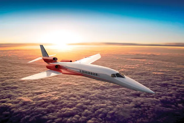 European aircraft maker Airbus is teaming up with US-based Aerospace firm Aerion to build the jet that will be able to fly from London to New York in three hours and from Los Angeles to Tokyo in six. The Aerion AS2 business jet will zoom around through the skies at 1,217 mph / 1,958 kpm , almost as fast as the world's last supersonic airliner Concorde, which flew at 1,350 mph. (Photo by Ferrari/Visual Press Agency)