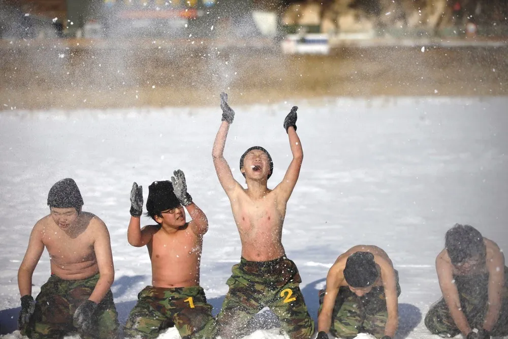 South Korean Students Participate in a Winter Military Camp in Ansan