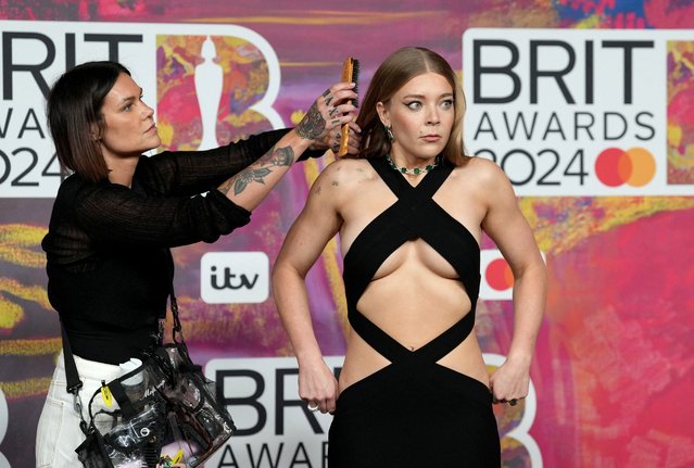 English singer and songwriter Becky Hill arrives for the BRIT Awards at the O2 Arena in London, Britain, on March 2, 2024. (Photo by Maja Smiejkowska/Reuters)