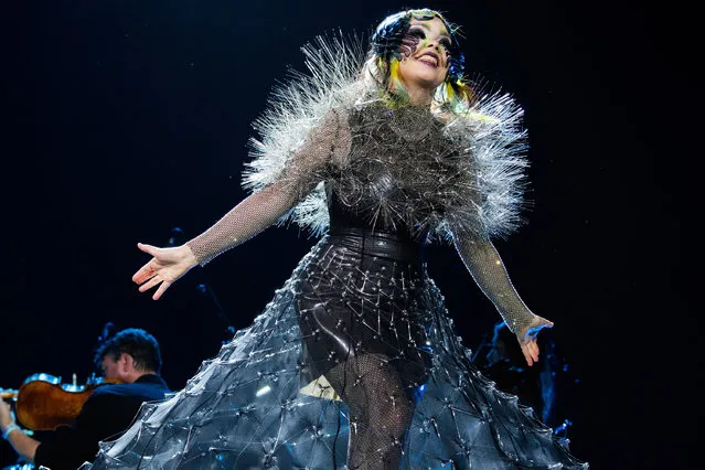 Icelandic singer-songwriter Björk performs at The 2023 Coachella Valley Music And Arts Festival on April 16, 2023 in Indio, California. (Photo by Santiago Felipe/Getty Images for ABA)