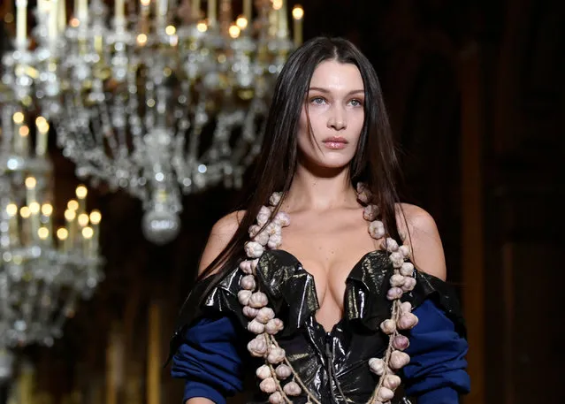 Model Bella Hadid presents a creation by designers Vivienne Westwood and Andreas Kronthaler as part of their Fall/Winter 2020/21 women's ready-to-wear collection show during Paris Fashion Week in Paris, France February 29, 2020. (Photo by Piroschka van de Wouw/Reuters)
