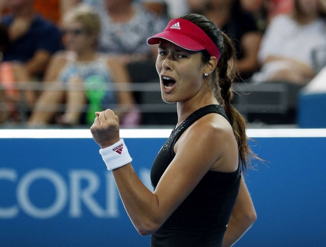 Ana Ivanovic of Serbia celebrates a point during her women's singles semi-final win against Varvara Lepchenko of the U.S. at the Brisbane International tennis tournament in Brisbane, January 9, 2015. (Photo by Jason Reed/Reuters)