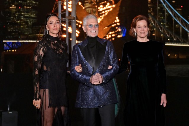 Spanish-Swiss actress Oona Castilla Chaplin, American stage actor Stephen Lang and American actress Sigourney Weaver attend the “Avatar: Fire And Ash” UK Photocall at Butler's Wharf on December 11, 2025 in London, England. (Photo by Dave Benett/WireImage)