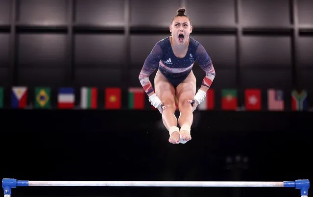 Jennifer Gadirova of Team Great Britain competes on uneven bars during the Women's All-Around Final on day six of the Tokyo 2020 Olympic Games at Ariake Gymnastics Centre on July 29, 2021 in Tokyo, Japan. (Photo by Jamie Squire/Getty Images)