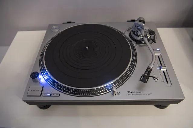 The Panasonic Corp. Technics Direct Drive Turntable SL1200GR is displayed during the company's press event at the 2017 Consumer Electronics Show (CES) in Las Vegas, Nevada, U.S., on Wednesday, January 4, 2017. CES, celebrating its 50th year, will showcase self-driving cars, TVs, drones, robots and a slew of other gadgets. (Photo by David Paul Morris/Bloomberg)