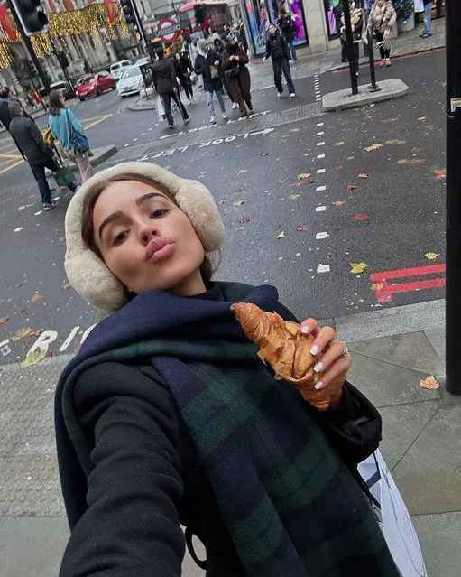 Olivia Cuplo poses with her croissant in the first decade of December 2023. (Photo by Oliviaculpo/Instagram)