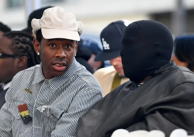 Rappers Tyler, the Creator (L) and Kanye West attend the Hollywood Walk of Fame star ceremony for US singer/songwriter Charlie Wilson on January 29, 2024 in Los Angeles, California. (Photo by Valerie Macon/AFP Photo)