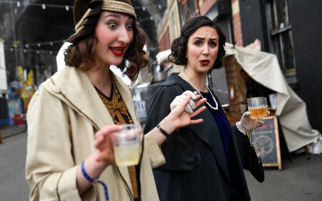 Actors recreate scenes on the streets of Digbeth during The Legitimate Peaky Blinders Festival 2019 at the Custard Factory on September 14, 2019 in Birmingham, England. (Photo by Jacob King/PA Wire Press Association)