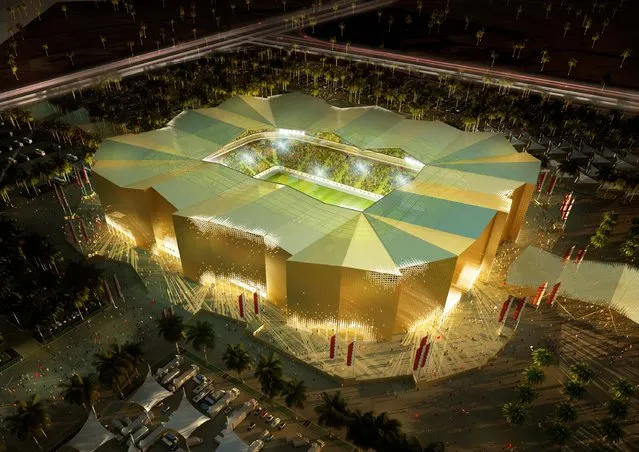 In this handout image supplied by Qatar 2022  The Umm Slal stadium is pictured in this artists impression as Qatar 2022 World Cup bid unveils it's stadiums on September 16, 2010 in Doha, Qatar. The architectural concept takes it's inspiration from a nearby beautiful old fort. (Photo by Qatar 2022 via Getty Images)