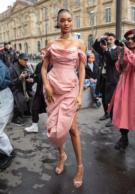 Jourdan Dunn attends the Vivienne Westwood Womenswear Fall/Winter 2020/2021 show as part of Paris Fashion Week on February 29, 2020 in Paris, France on February 29, 2020. (Photo by KCS Presse/The Mega Agency)