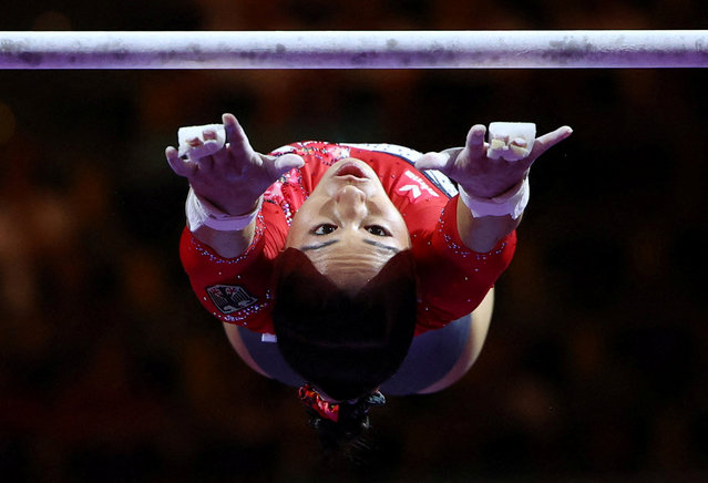 Kim Bui of Germany competes in the Women's Uneven Bars Final during the Artistic Gymnastics competition on day 4 of the European Championships Munich 2022 at Olympiapark on August 14, 2022 in Munich, Germany. (Photo by Kai Pfaffenbach/Reuters)