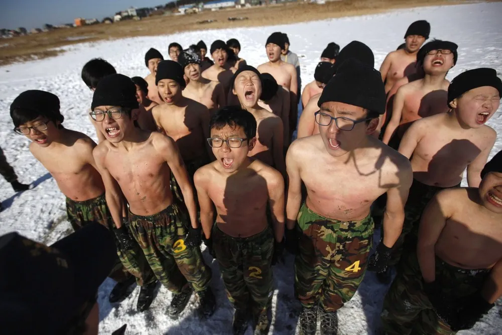 South Korean Students Participate in a Winter Military Camp in Ansan