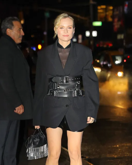 Diane Kruger looks stylish for her appearance at The Late Show with Stephen Colbert in New York City on December 13, 2018. (Photo by Felipe Ramales/Splash News and Pictures)