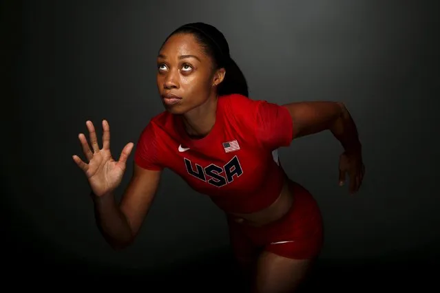 Runner Allyson Felix poses for a portrait at the U.S. Olympic Committee Media Summit in Beverly Hil11, Los Angeles, California March 7, 2016. “I love the song “I'm a Diva” by Beyonce because it's like my alter ego”, said Felix. “I want to be the best and I have to get through this to do it”, says Felix of working through tough training sessions. (Photo by Lucy Nicholson/Reuters)