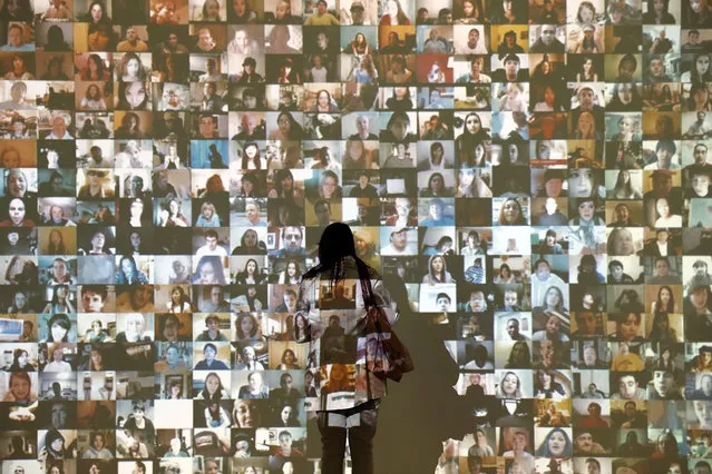 A woman looks at the audio visual installation “Hello World!” by Christopher Baker during a press day to promote the upcoming exhibition “From Selfie to Self-Expression” at the Saatchi Gallery in London, Britain March 30, 2017. (Photo by Stefan Wermuth/Reuters)