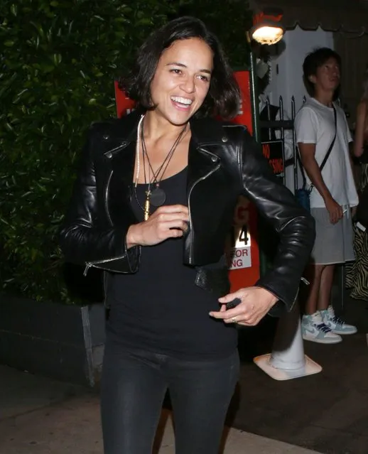 MIchelle Rodriguez looks tough in all black as the star grabs dinner with a girlfriend in Santa Monica, California Friday, September 6, 2019. The 41-year-old Texas-born actress is looking forward to the latest installment in the Fast and Furious franchise which is set to release next year. (Photo by X17/SIPA Press)