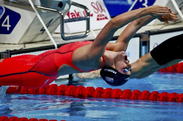 Missy Franklin from the U.S. swims during the women's 100m backstroke semi-final at the Aquatics World Championships in Kazan, Russia August 3, 2015. (Photo by Hannibal Hanschke/Reuters)