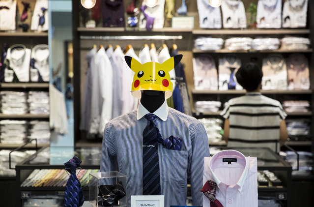 A Pikachu shaped sun visor is seen on a mannequin displaying a shirt and a tie at a store during the Pikachu Outbreak event hosted by The Pokemon Co. on August 9, 2017 in Yokohama, Kanagawa, Japan. (Photo by Tomohiro Ohsumi/Getty Images)