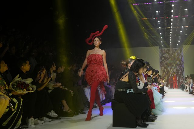 A model presents a creation as part of the Issue show, during Paragon Bangkok International Fashion Week in Thailand, Friday, October 4, 2024. (Phoot by Sakchai Lalit/AP Photo)