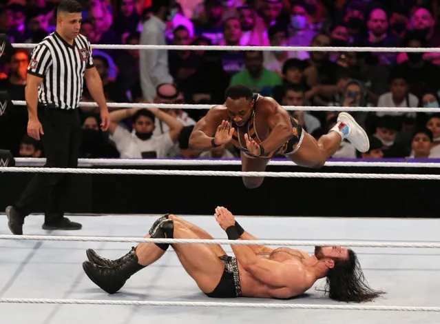 Big E in action against Drew McIntyre at Mohammed Abdu Arena in Riyadh, Saudi Arabia on October 21, 2021. (Photo by Ahmed Yosri/Reuters)
