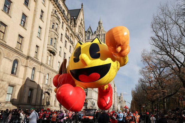 The PAC-MAN balloon during the Macy's Thanksgiving Day Parade 2025, in New York City, U.S., November 27, 2025. (Photo by Jeenah Moon/Reuters)