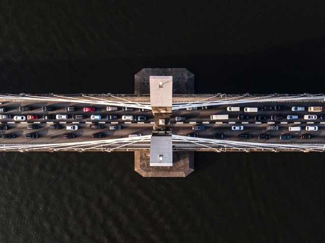 This aerial view shows the Lekki-Ikoyi link bridge in Lagos on November 29, 2024. (Photo by Olympia de Maismont/AFP Photo)