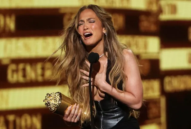 American singer Jennifer Lynn Lopez, also known as J.Lo reacts after winning the MTV Generation Award at the MTV Movie & TV Awards at Barker Hangar in Santa Monica, California, U.S., June 5, 2022. (Photo by Mario Anzuoni/Reuters)