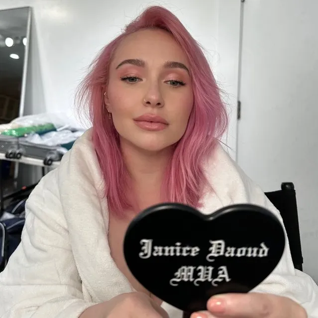 American actress and model Hayden Panettiere debuts a new pink hairstyle early September 2023. (Photo by Haydenpanettiere/Instagram)