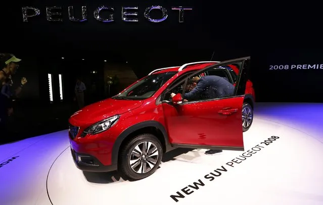 A new SUV Peugeot 2008 car is seen at the 86th International Motor Show in Geneva, Switzerland, March 1, 2016. (Photo by Denis Balibouse/Reuters)