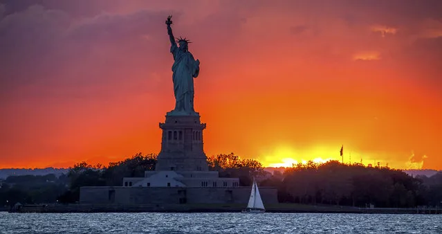 The statue of liberty in New York City, New York. (Photo by Peter Alessandria/Caters News)