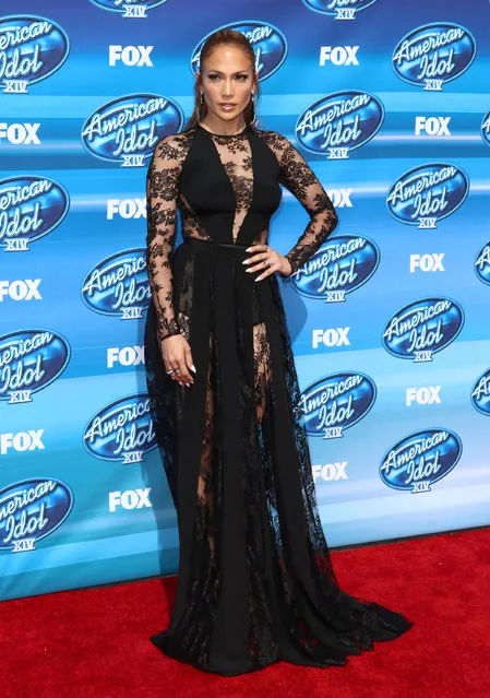 Jennifer Lopez arrives at the American Idol XIV finale at the Dolby Theatre on Wednesday, May 13, 2015, in Los Angeles. (Photo by John Salangsang/Invision/AP Photo)