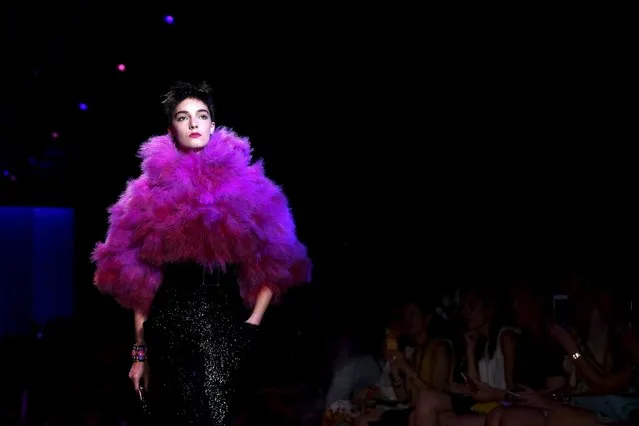 A model presents a creation by Italian designer Giorgio Armani as part of his Haute Couture Fall Winter 2015/2016 fashion show for Giorgio Armani Prive in Paris, France, July 7, 2015. (Photo by Stephane Mahe/Reuters)