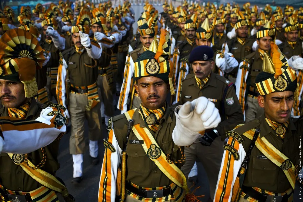 Indian Soldiers Practice Ahead Of Republic Day