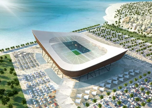 In this handout image supplied by Qatar 2022 The Al-Shamal stadium is pictured in this artists impression as Qatar 2022 World Cup bid unveils it's stadiums on September 16, 2010 in Doha, Qatar. It's shape was derived from the traditional “dhow”, the local fishing boats of the Arabian Gulf. (Photo by Qatar 2022 via Getty Images)