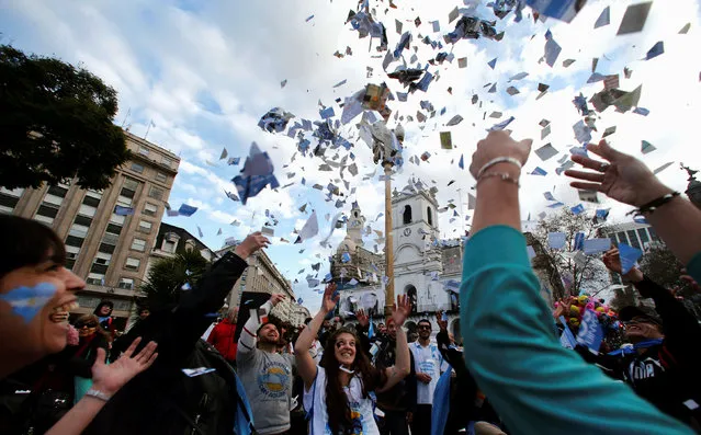 People gather at Plaza de Mayo square during celebrations of the bicentennial anniversary of Argentina's independence from Spain in Buenos Aires, Argentina, July 9, 2016. (Photo by Marcos Brindicci/Reuters)