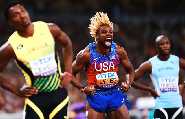 Noah Lyles of the USA prepares for the start of the Men's 200m final at the World Athletics Championships 2025 in Tokyo, Japan, 19 September 2025. (Photo by Alex Plavevski/EPA)