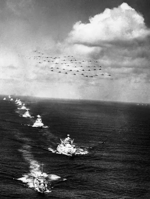 Considerable interest has been taken in movements of the United States Pacific Fleet as major units of which left their base at Honolulu on July 19, 1940, under sealed orders. After engaging in regular drills and maneuvers within 250 miles of Hawaii, the fleet returned to Lahaina Roads. (Photo by AP Photo)