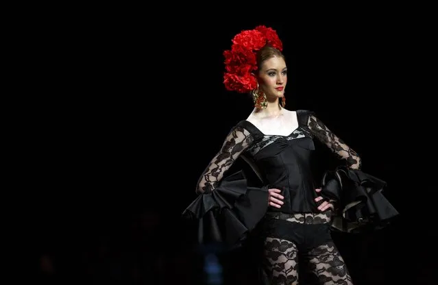 A model presents a creation by Guillermo Ramirez during the International Flamenco Fashion Show SIMOF in the Andalusian capital of Seville February 5, 2015. (Photo by Marcelo del Pozo/Reuters)