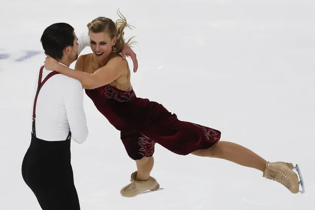 Madison Hubbell and Zachary Donohue perform their rhythm dance program at the U.S. Figure Skating Championships, Friday, January 25, 2019, in Detroit. (Photo by Paul Sancya/AP Photo)